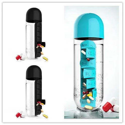 Direct Selling Two-In-One Water Cup Pill Box 7-Day Pill Box 7 Grids Outdoor Easy To Carry Water Bottle One Week With Pill Box Cup - Bellarte Enchanté Direct Selling Two-In-One Water Cup Pill Box 7-Day Pill Box 7 Grids Outdoor Easy To Carry Water Bottle One Week With Pill Box Cup